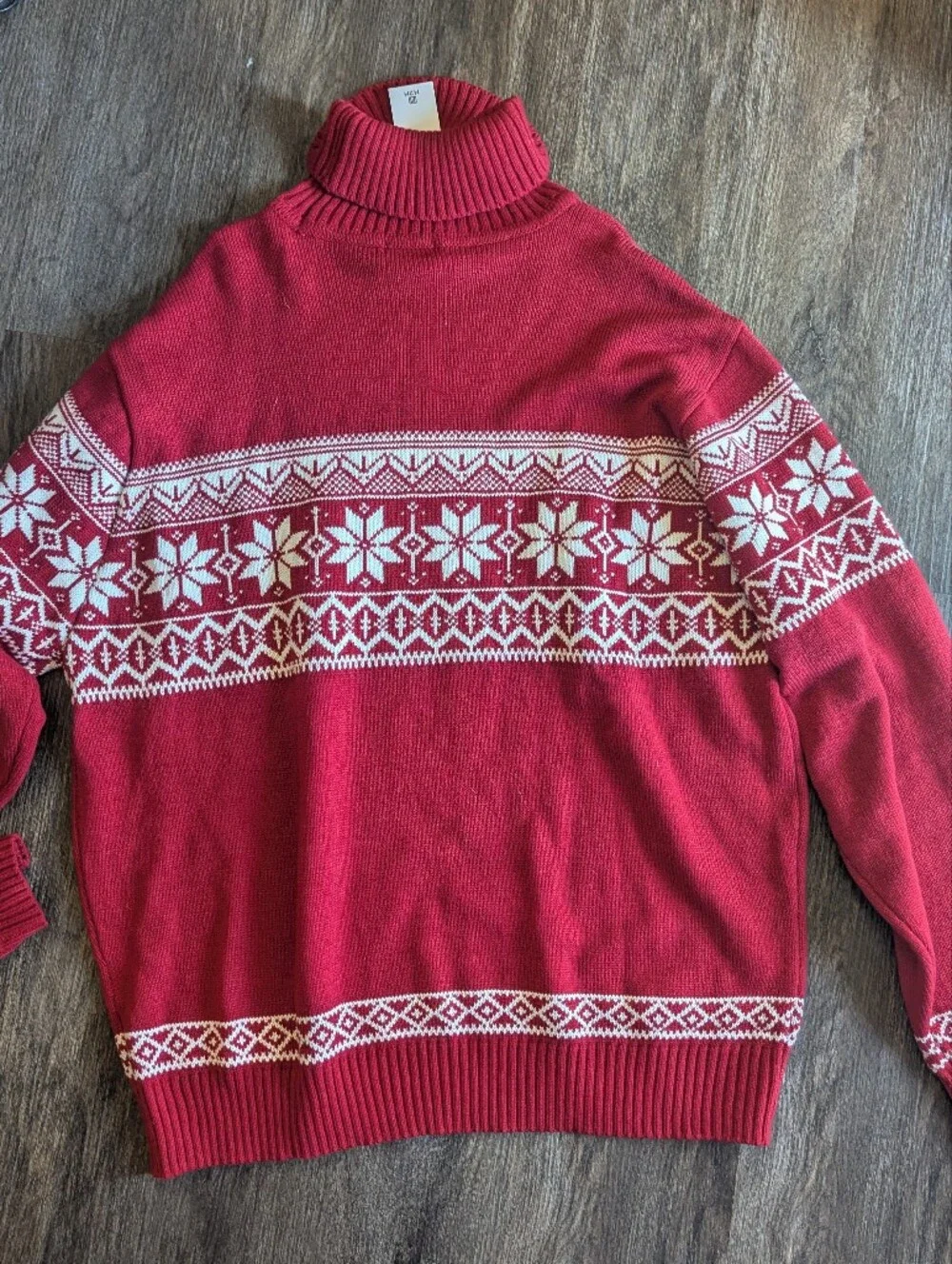 Men's Red Fair Isle Turtleneck Sweater 3XL